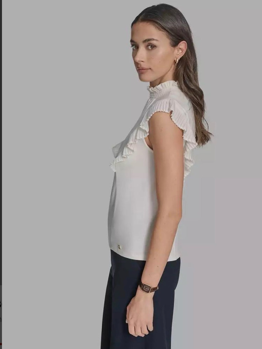 BCBG Ruffle-Trim Sleeveless Blouse - Picture 2 of 5